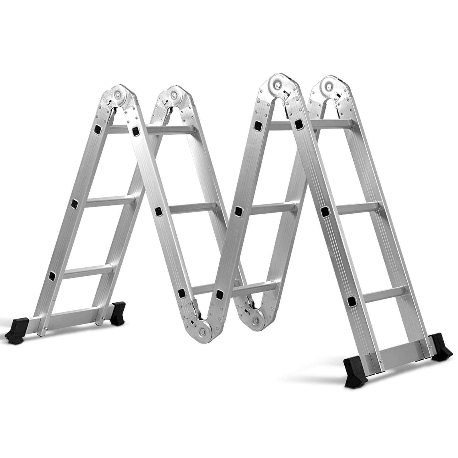 COSTWAY Scala Pieghevole Multiuso, Scala Estensibile con Struttura in Alluminio, Facile da Conservare, Piccola Scala per Uso Interno ed Esterno