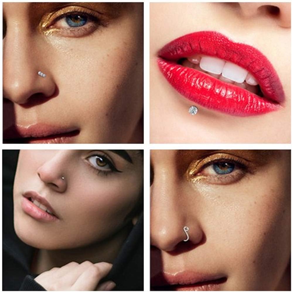 Hypoallergenic 20G L-Shaped Nose Rings - Surgical Steel Hoops & Studs - Gold, Silver, Black Colored - Image 3