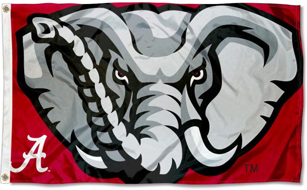 College Flags & Banners Co. Alabama Crimson Tide Elephant Head Flag Large 3x5