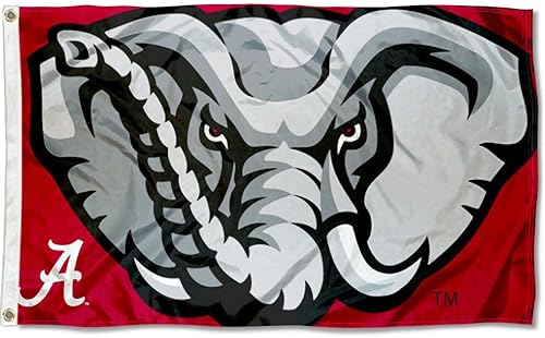 Bandera grande de cabeza de elefante de Alabama Crimson Tide 3x5