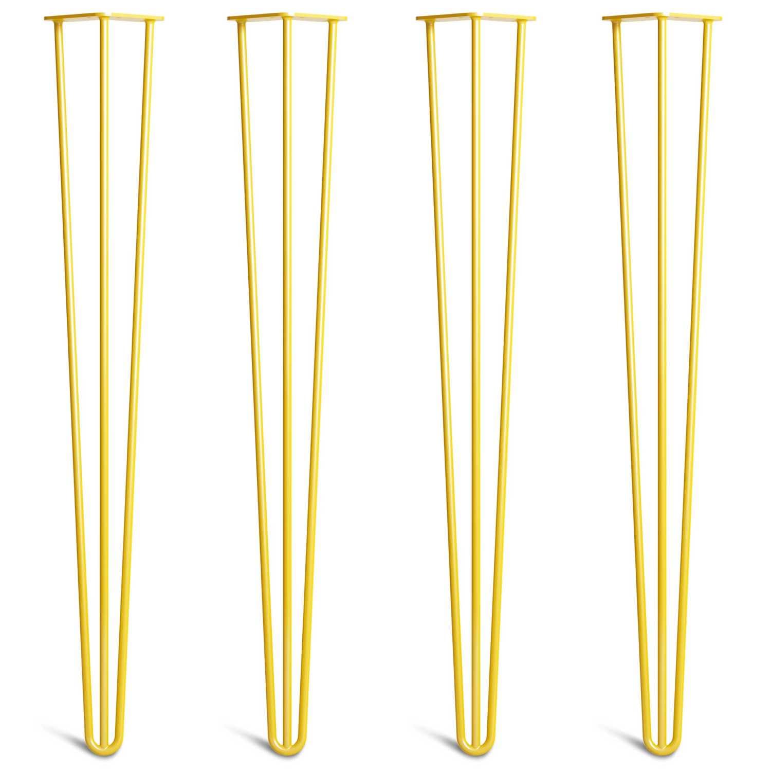 [HLC] 4 x Hairpin Table Legs – Superior Double Weld Steel Construction With Screws, Build Guide & Protector Feet Worth £8 Included! – 10mm Steel [34"/86cm,Yellow]