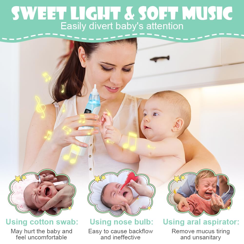 URAQT Nasal Aspirator Baby, Electric Baby Nose Sucker with 4 Silicone Tips Nose - Image 4
