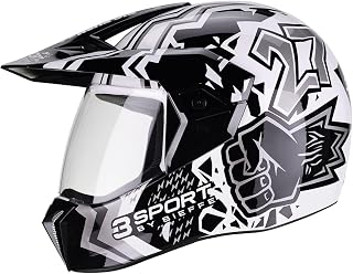 Capacete Fechado Moto Bieffe 3 Sport Big Push Branco/Preto 56