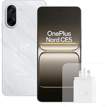 OnePlus Nord CE5 Smartphone 8GB RAM 128GB Memory, 6.77 Inch, 120Hz AMOLED, 50MP OIS, 5200mAh Battery, with 80W Charger, White