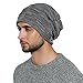 DonDon Herren Winter Long Beanie sehr warme und weiche Mütze mit Teddyfleece grau weiß