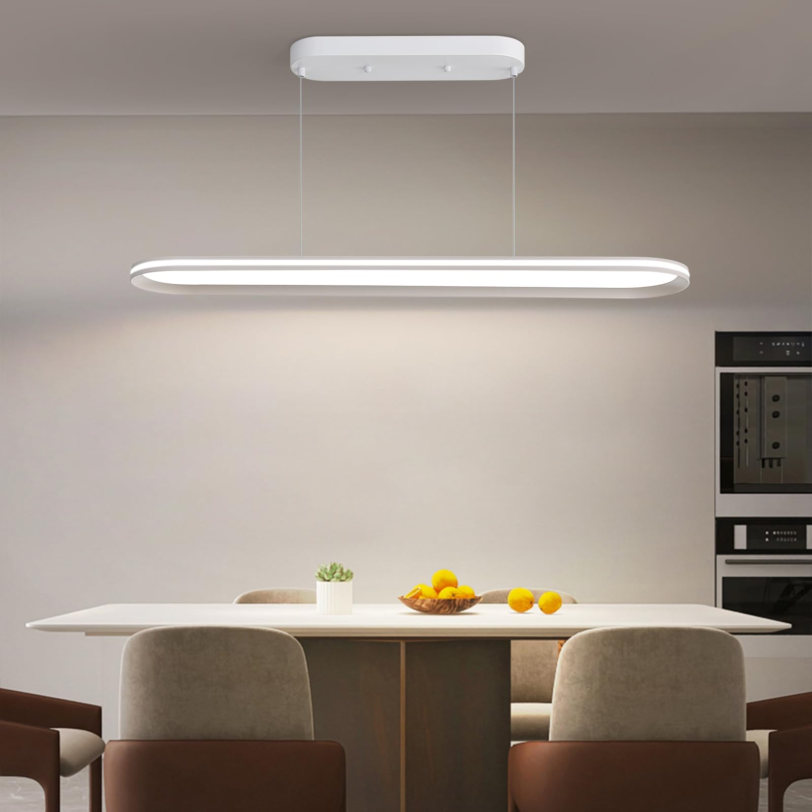 Mikeru Modern Oval Pendant Light, Full Spectrum Ceiling Pendant Light, 3000k/4500k/6500k Dimmable, Brightness Adjustable 10% -100%, Suitable for Bedroom, Living Room, Study Room — image 1