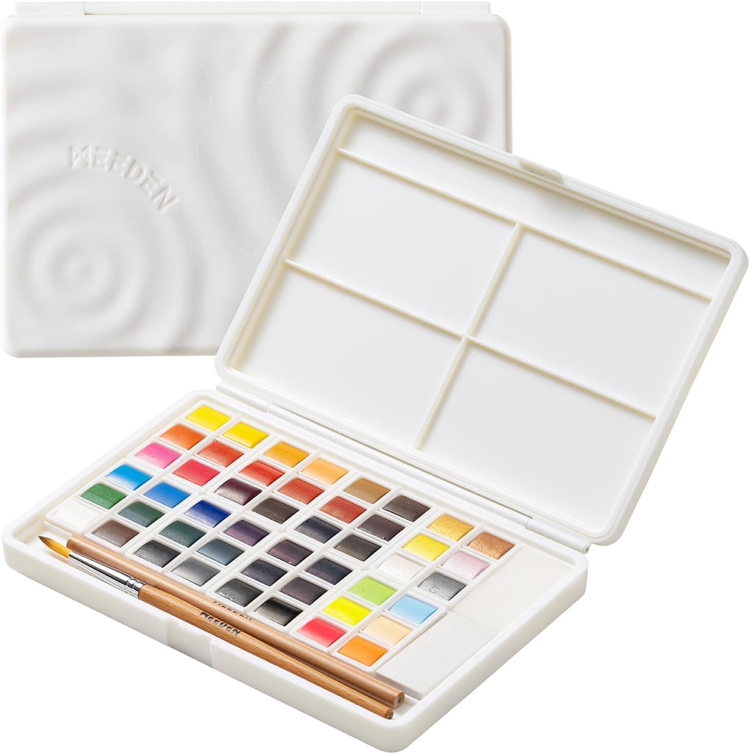 MEEDEN Aquarellfarben Set 48 Farben, Wasserfarben Set mit Abnehmbaren Blöcken, Palette und Aquarellzubehör, Watercolorset Künstlerbedarf für Einsteiger und Profis