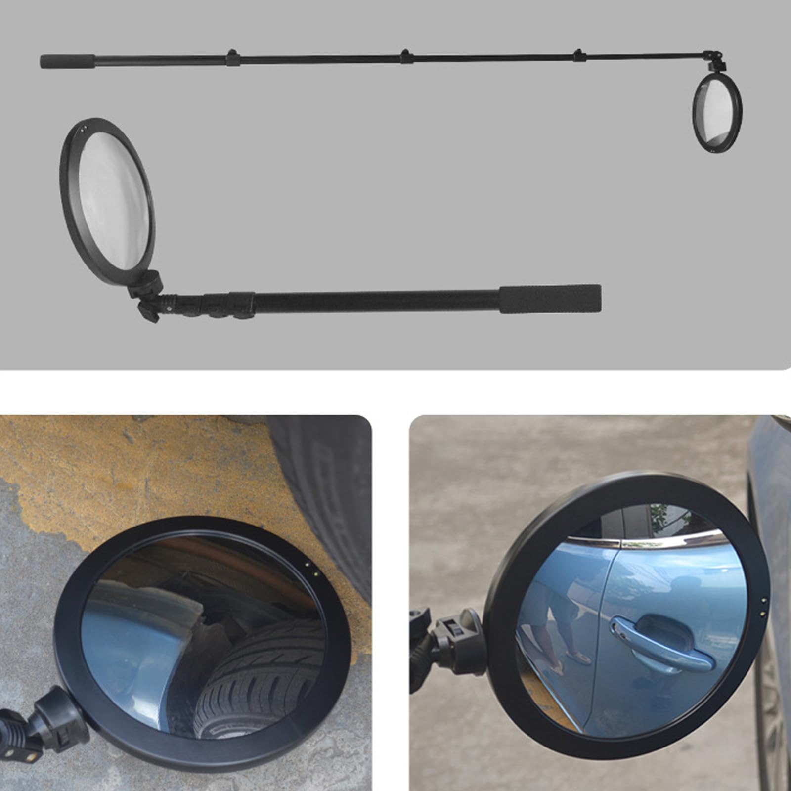 Espejo de seguridad para inspección de vehículos con paquete de 5 espejos de inspección telescópicos, espejo de seguridad de 16 cm de diámetro con luz LED - Espejo de inspección de mano de Home C