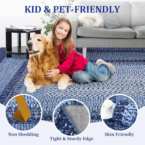Tapete Decorativo GarveeHome 9x12 Navy Bajo Pelo Lavable miniatura 5