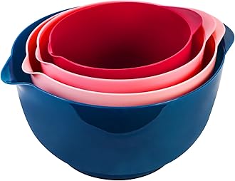 BoxedHome Classic Mixing Bowl Set, BPA Free Plastic, Microwave and Dishwasher Safe, 4.5 quarts (Pink/Blue)