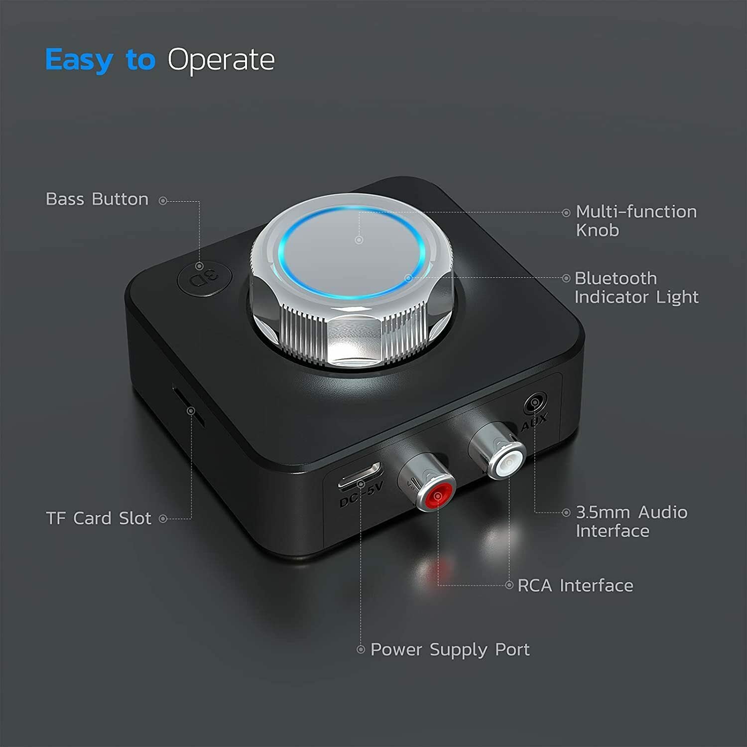 Récepteur Bluetooth USB 5.0 2,4 GHz sans fil 3,5 mm AUX vers adaptateur audio stéréo 2RCA