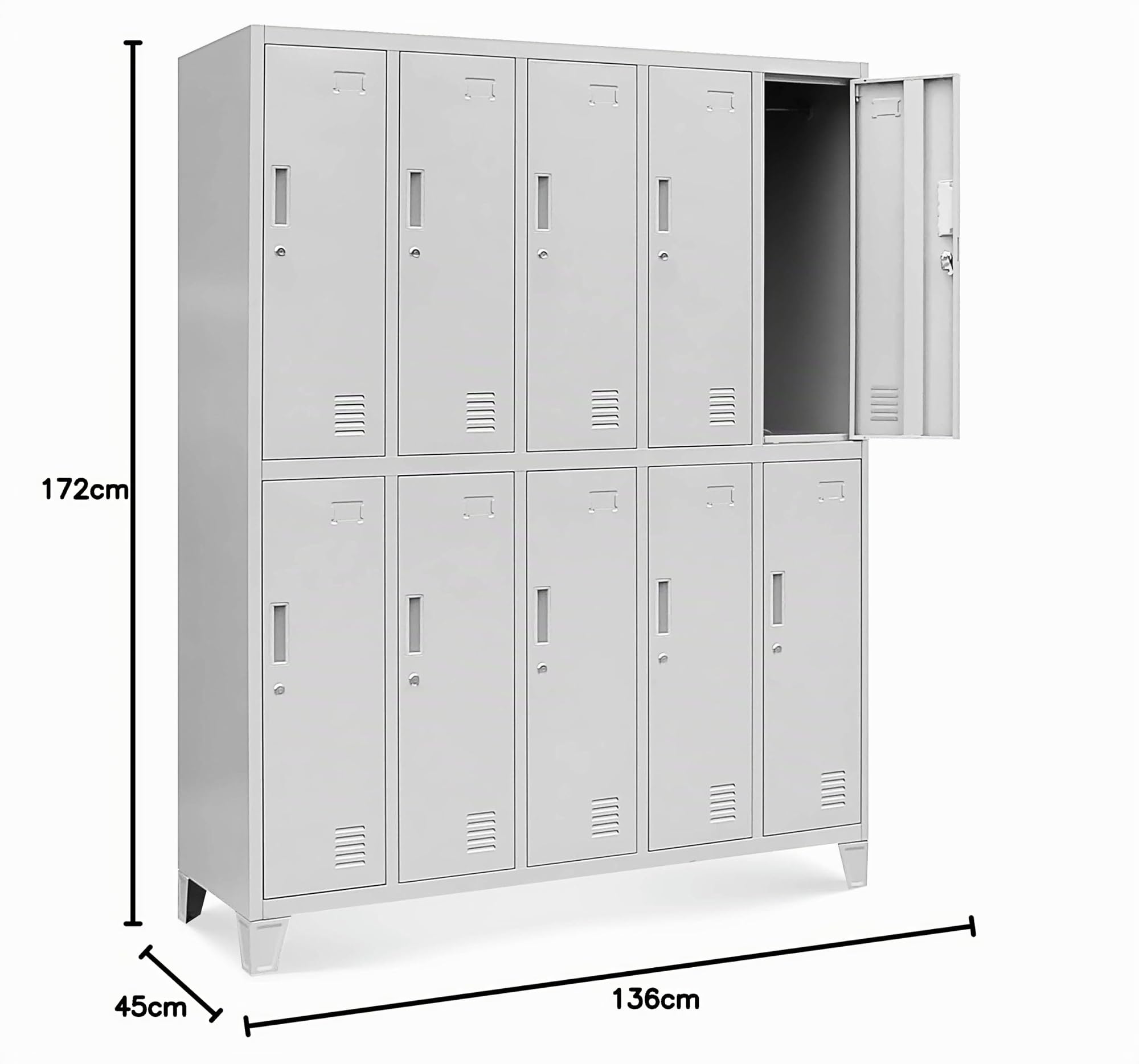 Jan Nowak Umkleideschrank Spindschrank Metall, 10 Fächer, abschließbar