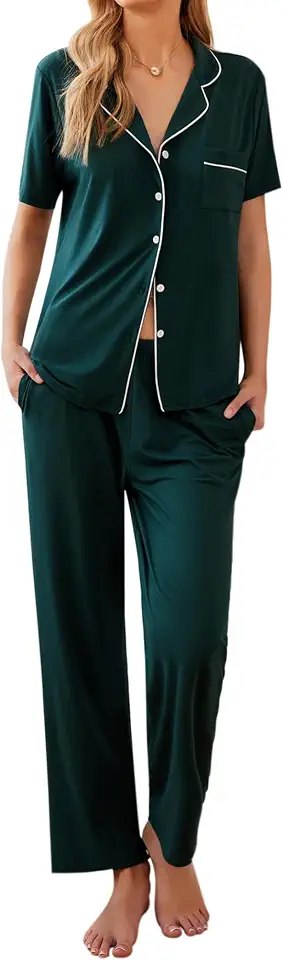 Ekouaer Womens Pajamas Sleeve Button