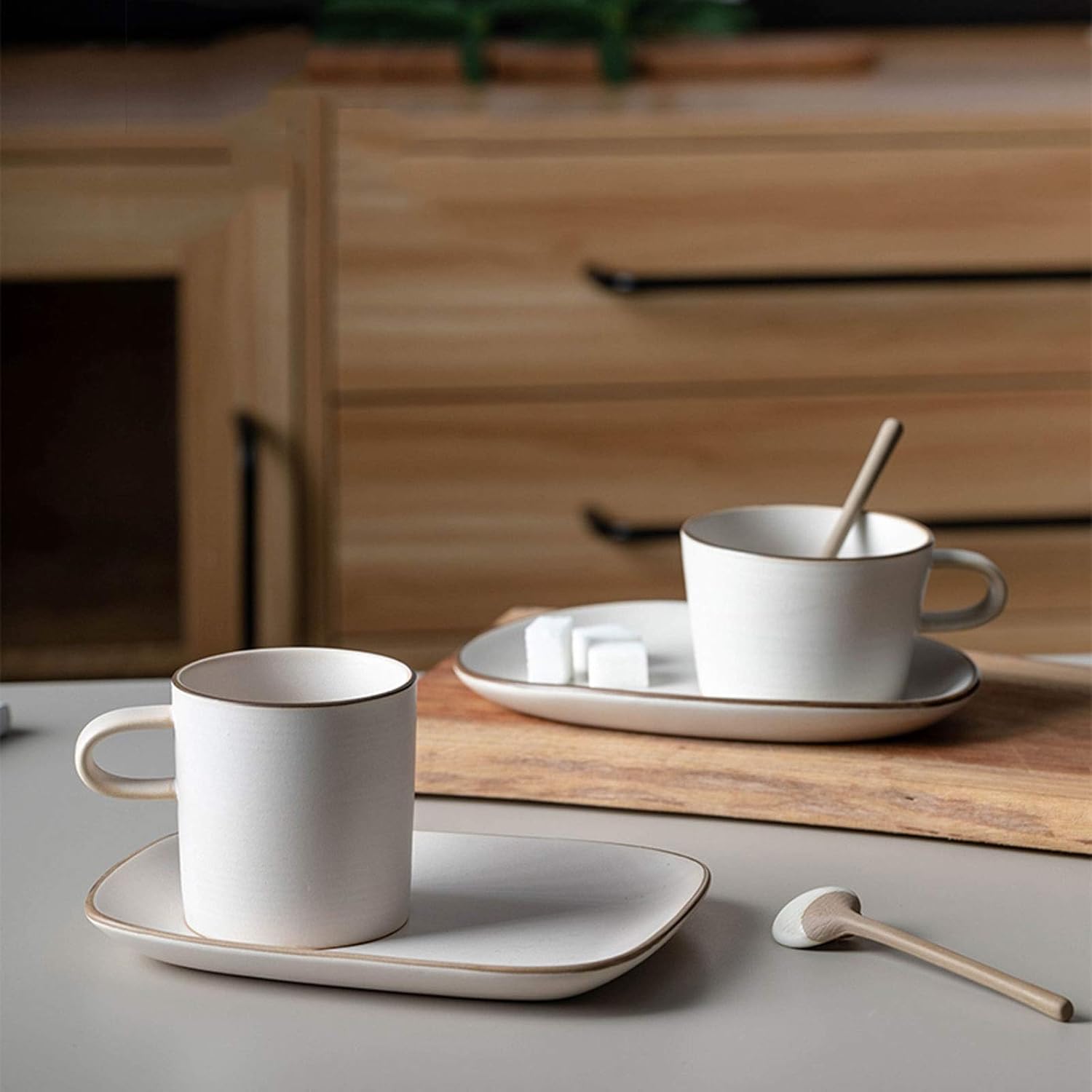 ABBNIA Coffee Cup Retro Rub Color Treatment Porcelain Cappuccino Cup and Long Saucer,Latte Cup Exquisite Breakfast Cup Frosted Ceramics for Latte, Cafe Mocha, Coffee Shop Tea Cu 7 614Cp6nihIL. AC SL1500