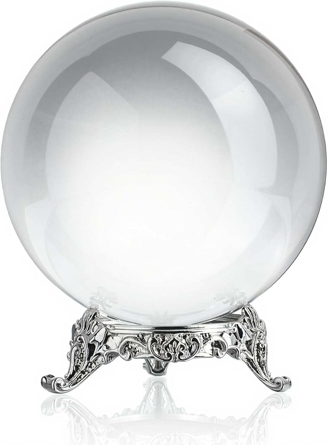 HDCRYSTALGIFTS 3D Clear Crystal Ball Figurine Gifts for Women Men Glass Transparent Crystal Ball with Stand Paperweights Glass Sphere Ball Ornaments Decor Gifts for Lovers (80mm)