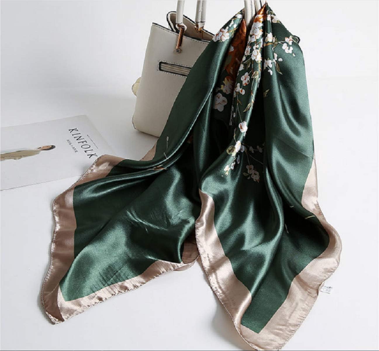 K-Elewon 35" Large Women's Satin Square Silk Feeling Hair Scarf Wrap Headscarf - Image 2