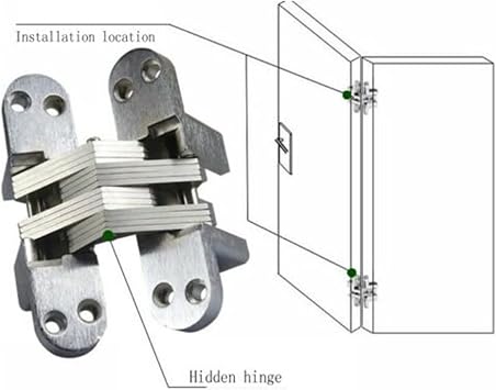 Hinges 2pc Cross Hinge Stainless Steel Folding Invisible Hinge Concealed Installation Cabinet Hardware (Color : Silver 2pcs)
