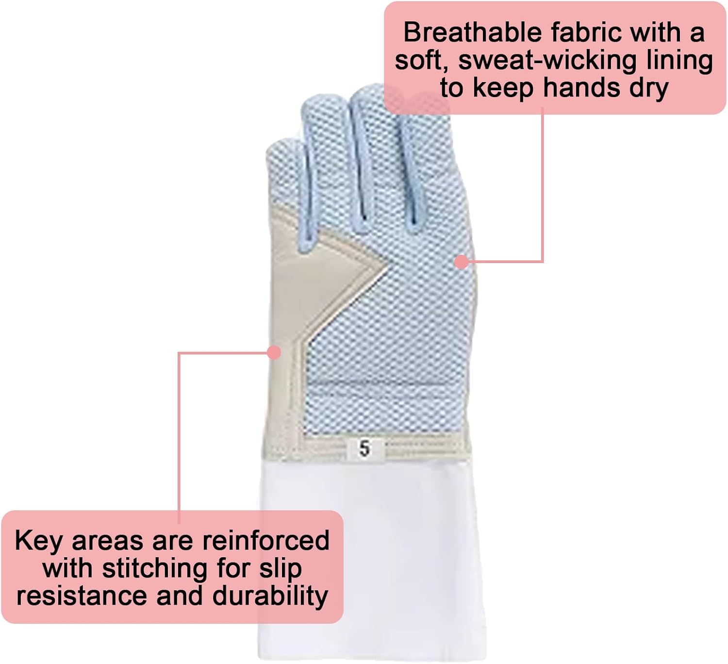 Padded Fencing Gloves, Fencing Gear, Training Equipment, Anti Slip and Wear Resistant, for Epee Foil Sabre, Left Handed