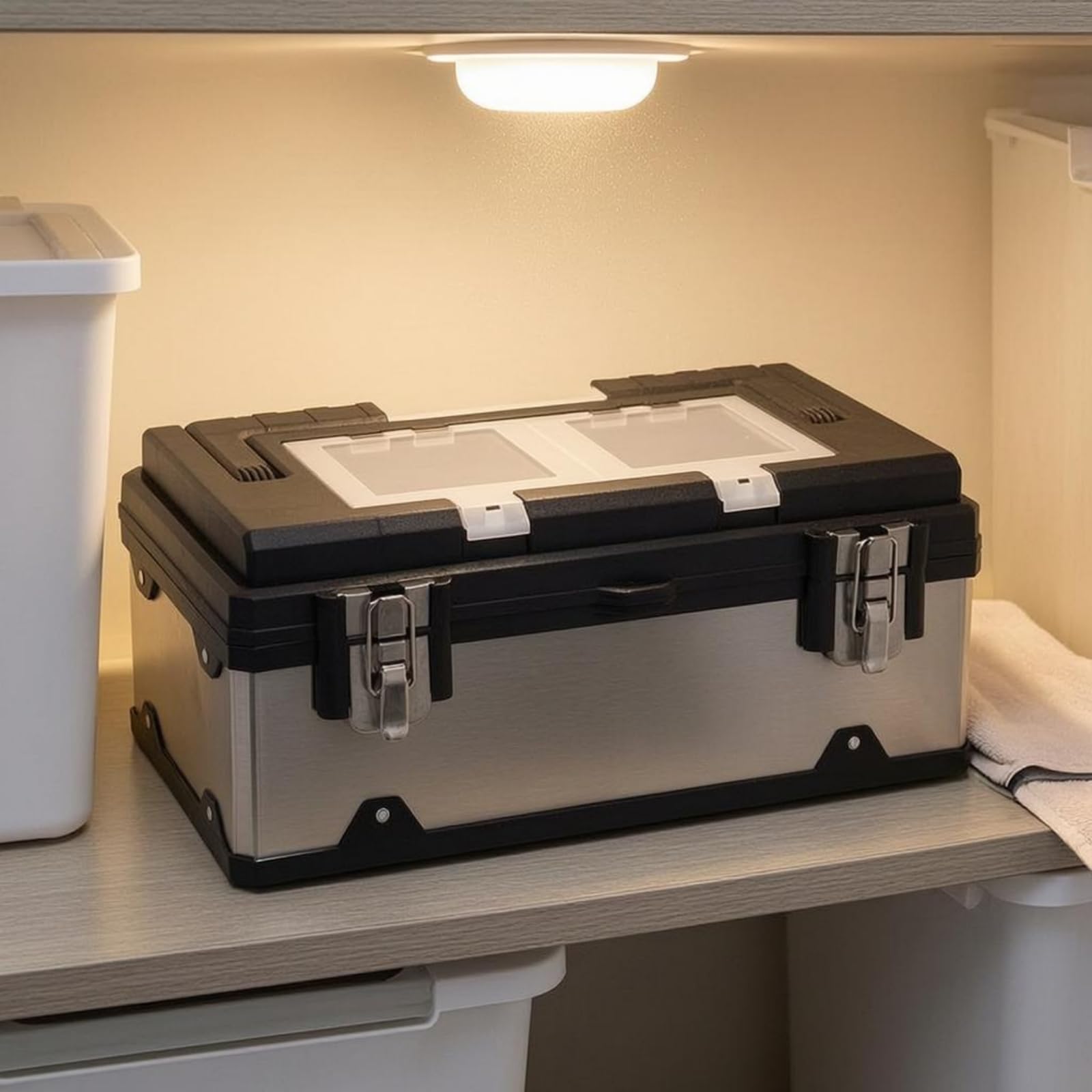 Caja Herramientas Plástico Rígido Caja Doble Hardware Pequeño Maletín para Taller