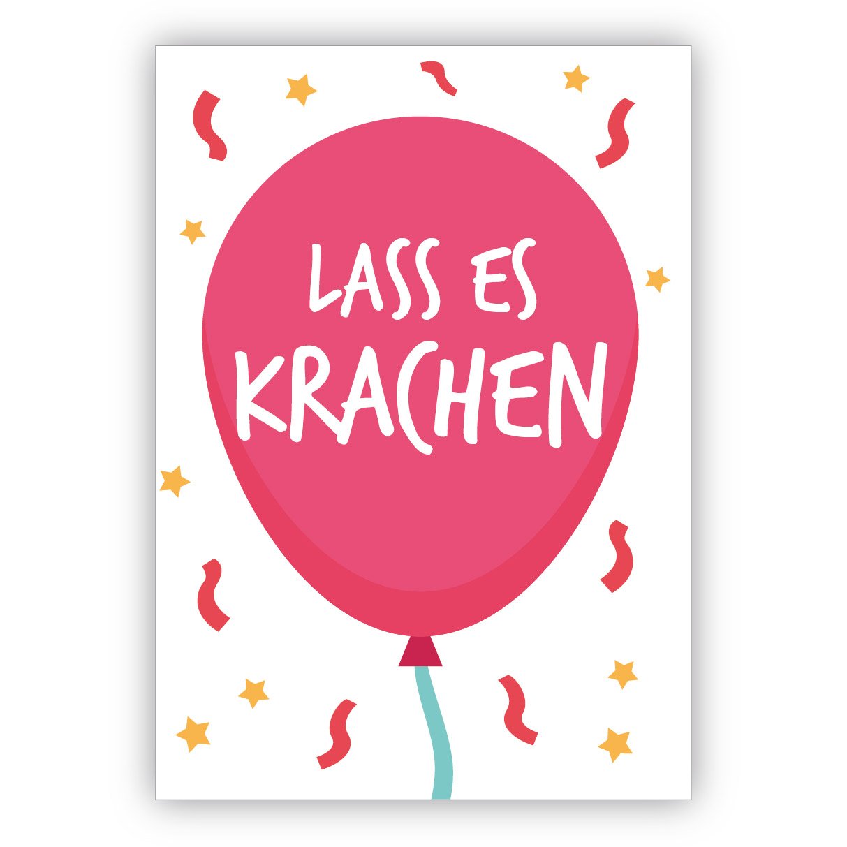 Kartenkaufrausch 16 Grußkarten (16er Set) Fröhlich freche Geburtstagskarte mit Luftballon: Lass es krachen. • schöne Glückwunschkarte mit Umschlag geschäftlich & privat