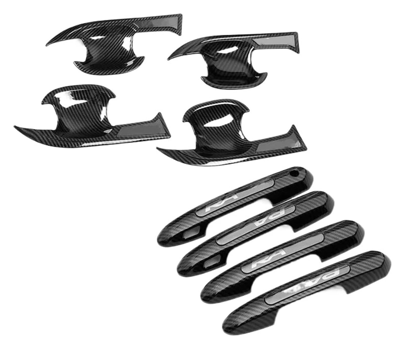 Qwqthgs One Color Car Exterior Door Handle Cap For Toyota For Rav4 For Refit 2020 2021 Exterior Car Door Handle Bowl Stickers Cover Trim(Carbon Fiber 8Pcs2)