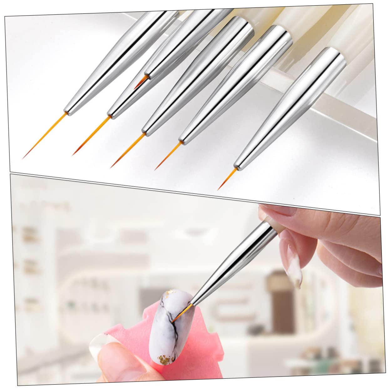 FRCOLOR 18pezzi Pennelli Per Nail Art Pennelli Manicure Per Disegni Unghie Per Nail Art Flessibili e Facili Da Usare Per Creazioni Uniche e Chic