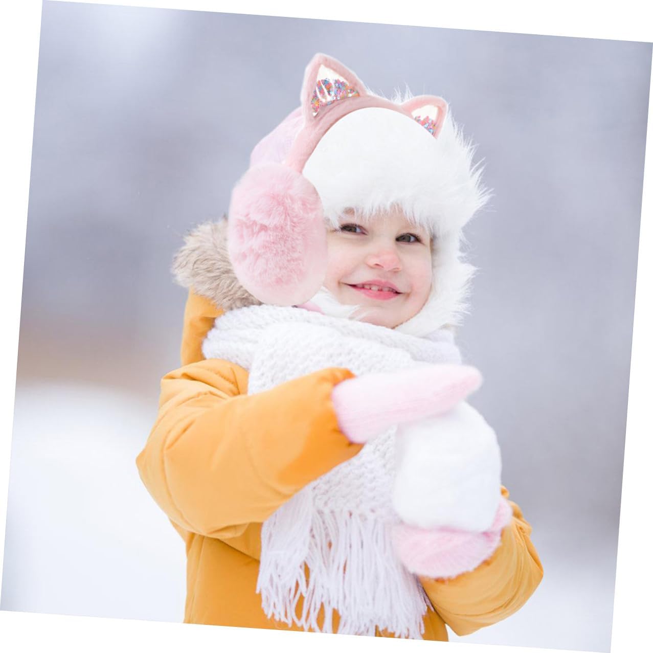 ARTIBETTER 2pcs Winter Earmuffs Foldable Plush Ear Warmers Pink Soft Headband Ear Covers for Cold Weather Outdoor