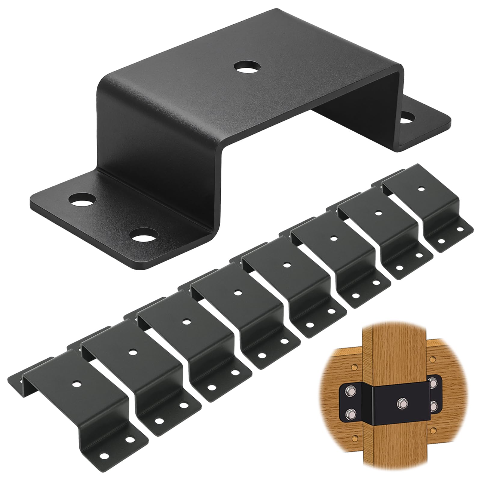 Elsjoy 8 Pack Trailer Stake Pocket Brackets for 2'' x 4'' Lumber, Heavy Duty Steel Utility Trailer Side Rail Brackets for Trailers, Trucks
