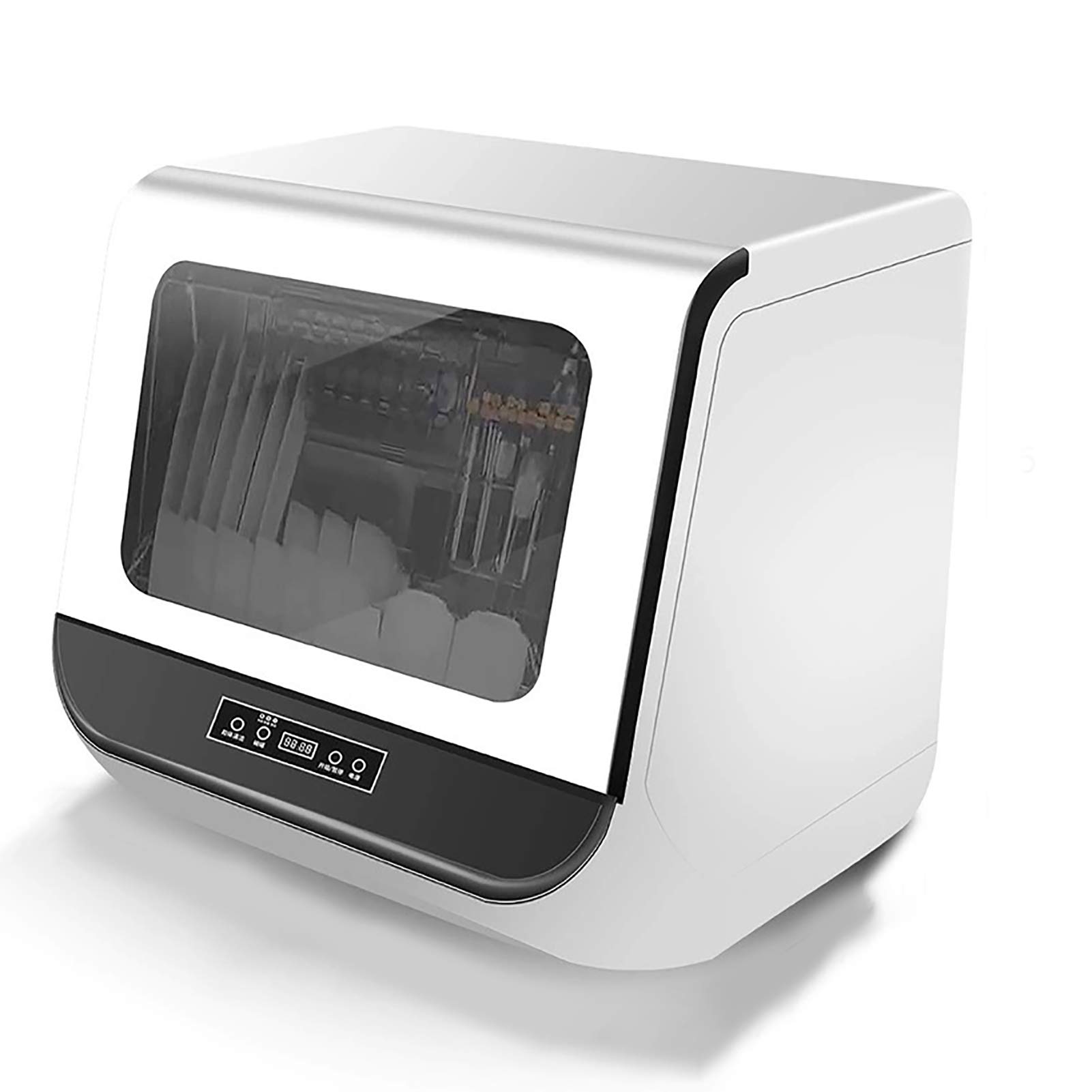 LOCGFF Desktop Dishwasher, Smart Home Dishwasher, Automatic Installation-Free Dishwasher, Heating Disinfection Spray Type Integrated Dishwasher, 1200W,White