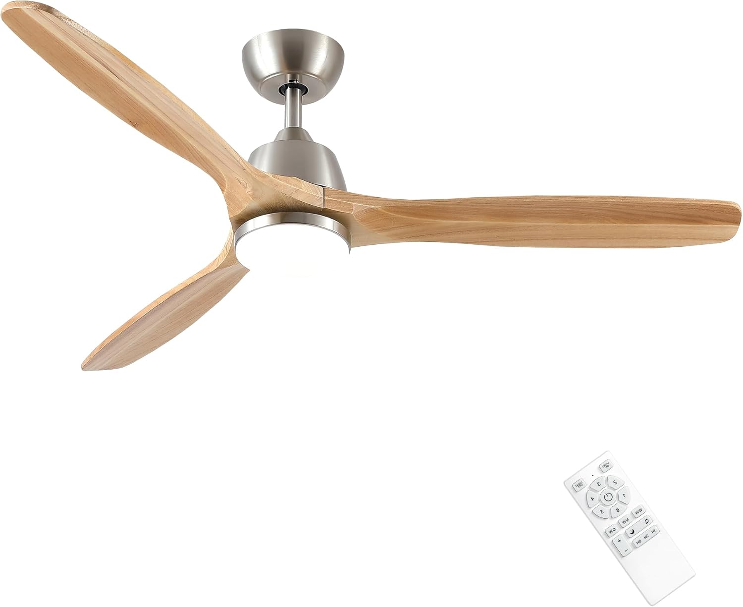 52 in. Integrated LED Ceiling Fan Lighting with Remote Control, 6 Speeds, Dimmable, Bedroom