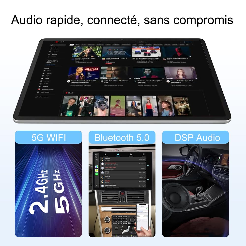 Autoradio pour Fiat Ducato/Peugeot Boxer/Citroën Jumper 2007-2023 | Ecran 13,1 Pouces QLED 2K, 8 cœurs, Android 15, 4+64GB, CarPlay Android Auto sans fil, 4G + Wi-Fi, Bluetooth 5.0, GPS