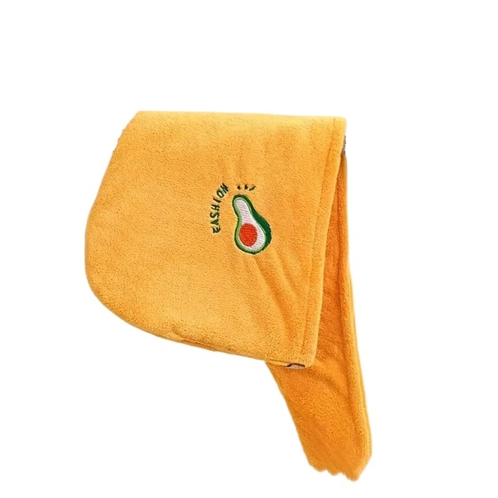 LUYSGBXR Hair Towel Dry Hair Cap 1PC Coral Velvet, Embroidered, Water Absorbing Towel, Ladies' Long Wiping, Headscarf, Bath(Yellow)