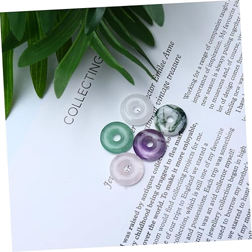Miniatura 9 de 5pcs cuentas de jade natural DIY joyería haciendo encantos plana paz hebilla colgante, Mediano, Piedra, Amatista