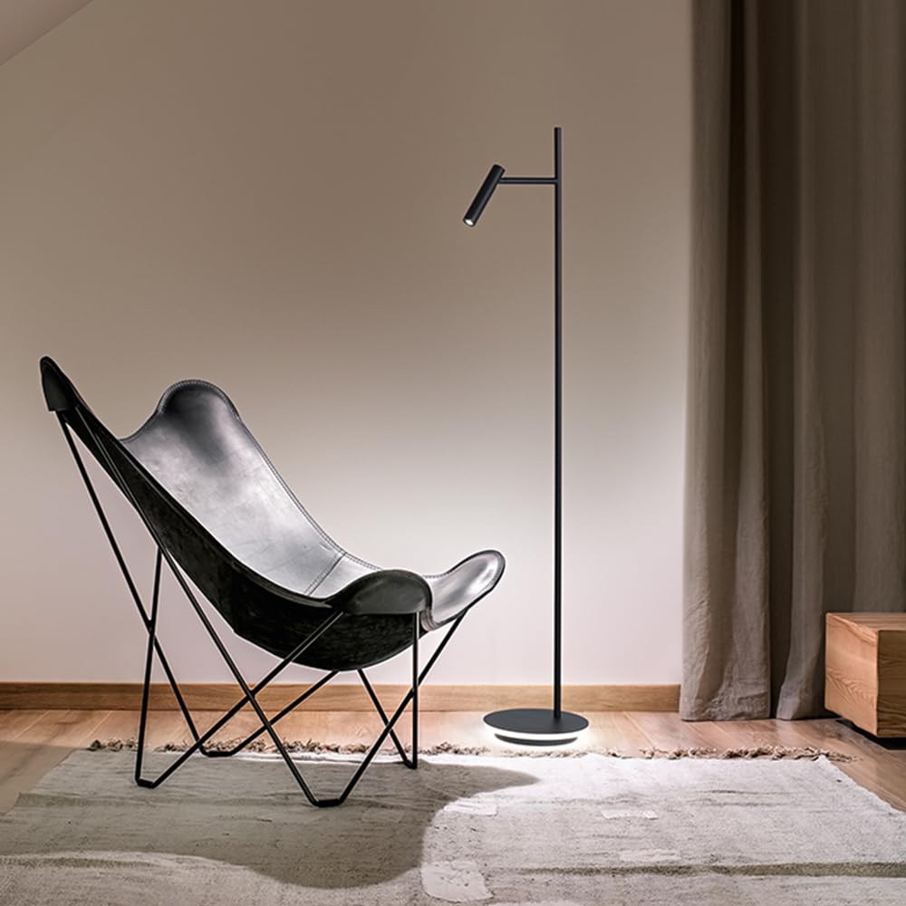 Lampadaire moderne en métal noir minimaliste et spot LED orientable haute précision - 2