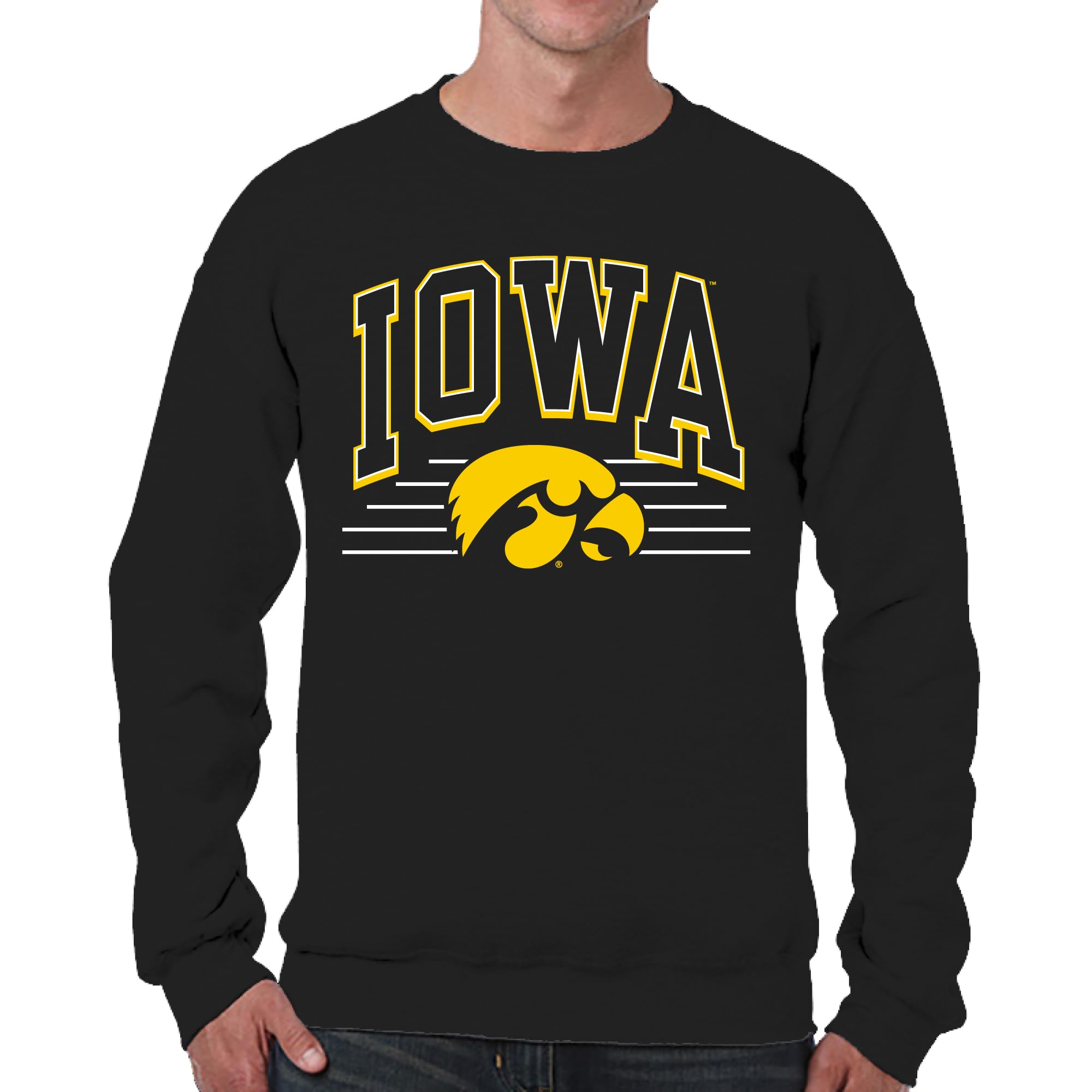 Campus Colors NCAA Adult Unisex Overtime Classics Crewneck Fleece Sweatshirt, Cozy Cotton Poly Blend, Timeless Design, Black, Large โ image 1
