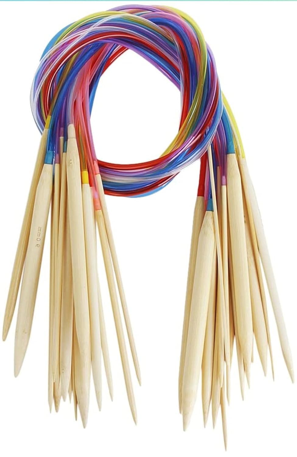 Firstdemand Bamboo Circular Knitting Needles Set – Lightweight Wooden Round Knitting Needles with Flexible Colorful Cables for Sweaters, Scarves & DIY Crafts (18 pcs in 1 Set)-image-10