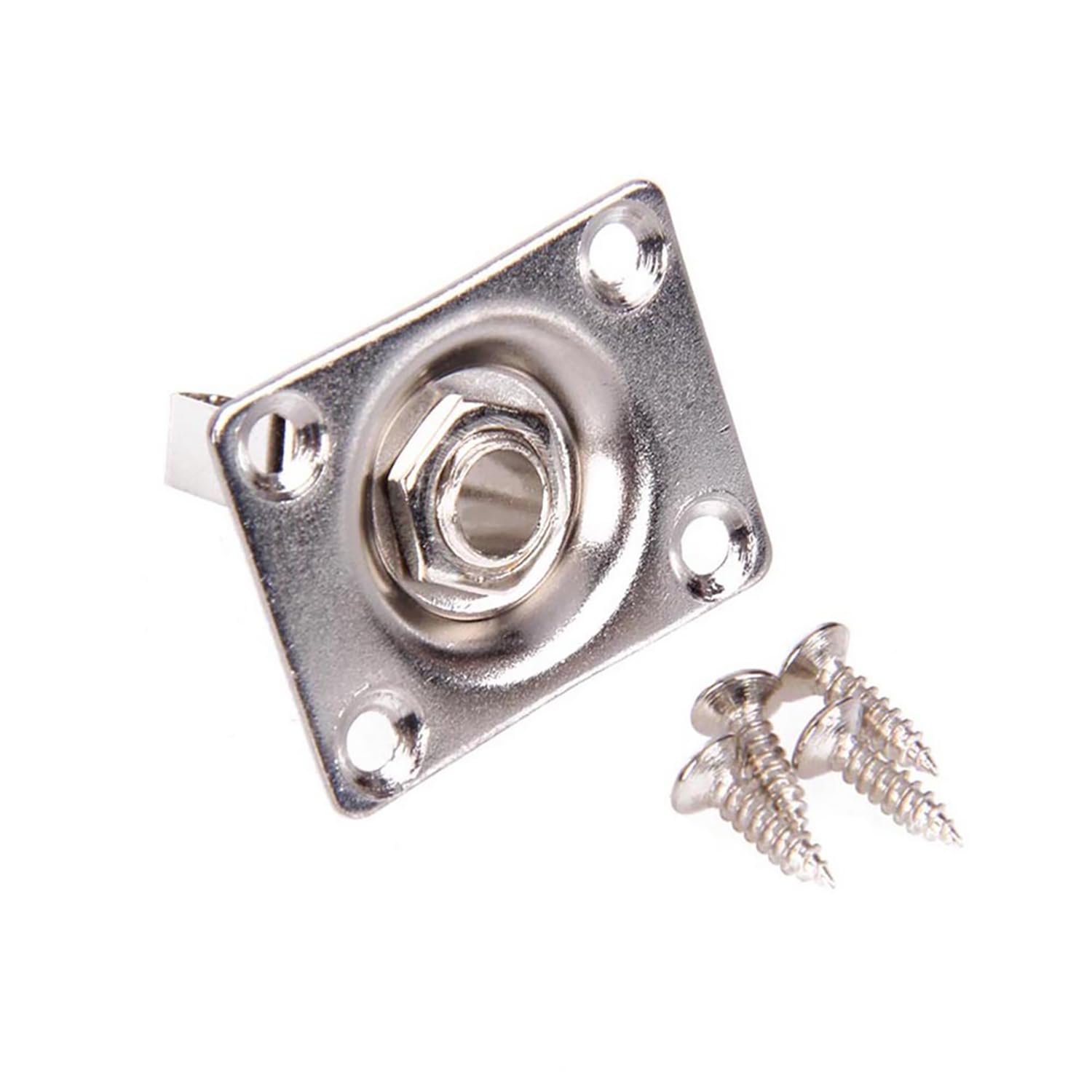 YTgilo Set of 2 Pickup Jacks 6.35mm Square Pickup Jack Socket Silver with 4 Mounting Screws Electric Guitar Output Jack Board Input Jack Socket