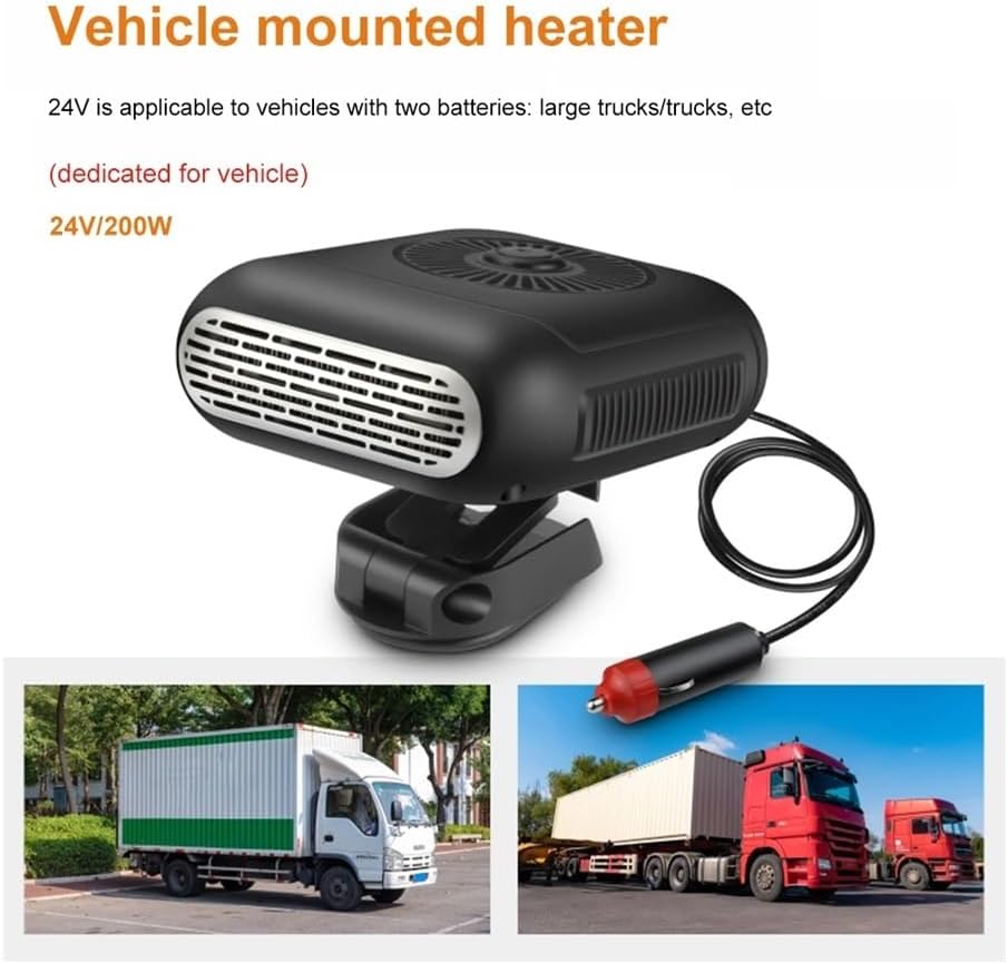 Latest Electric Car Heater Fan 12V/24V Windshield Defogging Defrosting Heater Angle Adjustment Low-Power Rapid Heating Warmer(24VO)