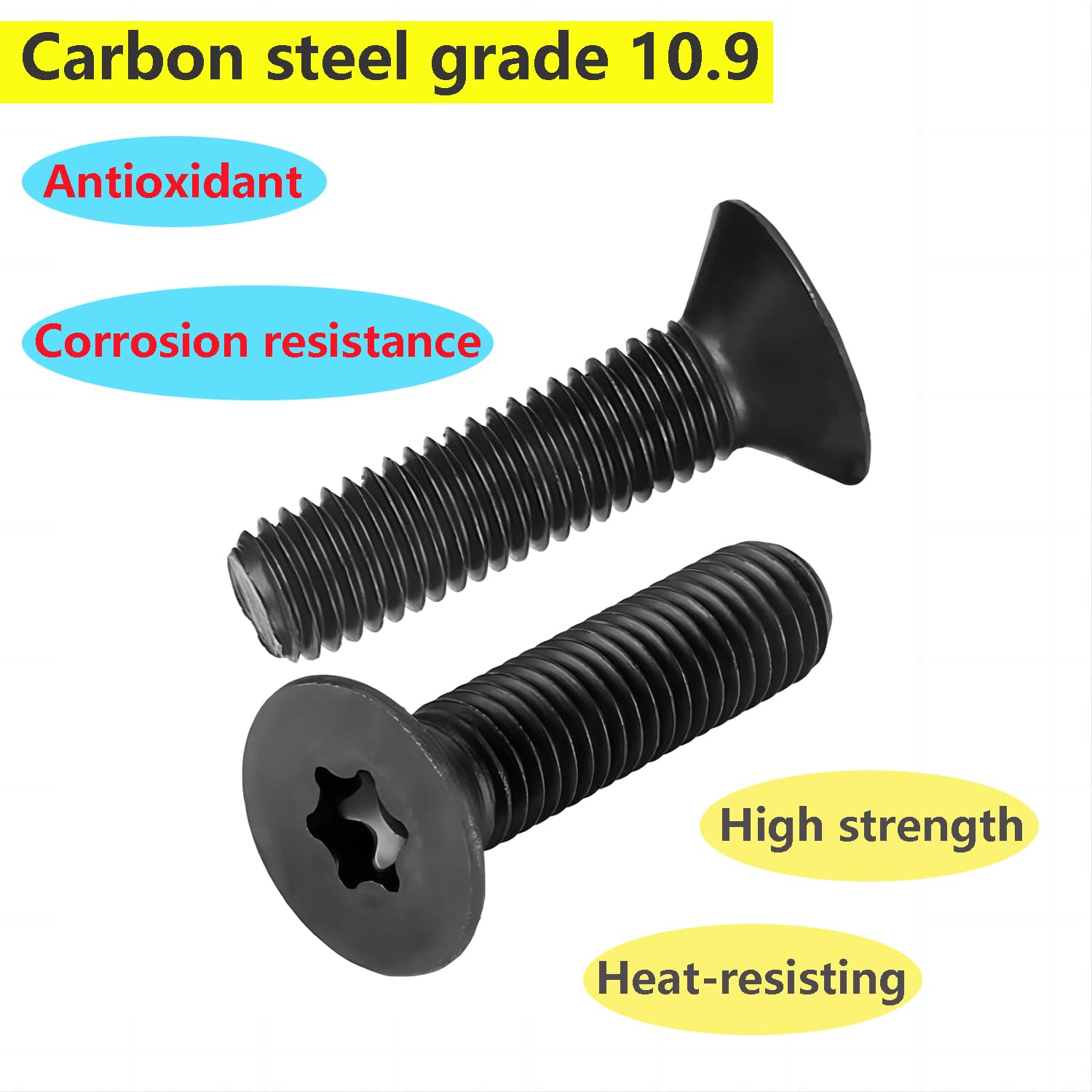 Qrity 50 Pezzi Viti a Macchina, Viti Torx, M3 x 20mm Vite a Testa Svasata, Completamente Filettato, Bullone a Macchina per L'industria Elettronica