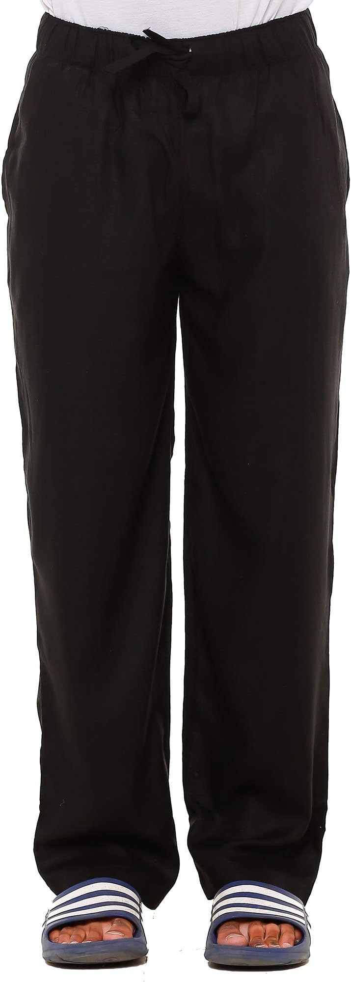 Mens Linen Casual Pants Lightweight Solid Plus Size Pyjama Beach Pants Elastic Waist Jogger Yoga Summer Pyjama