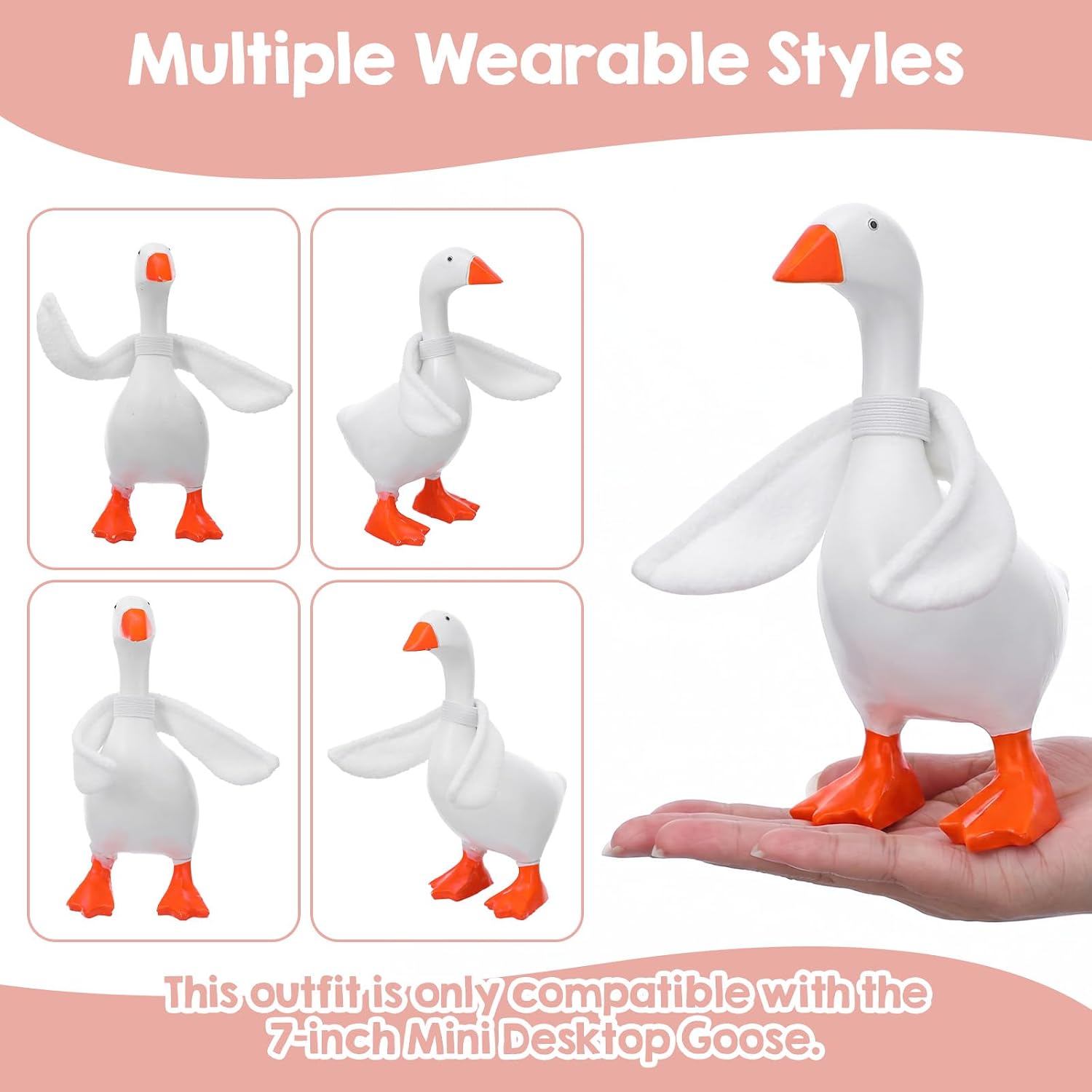 Lusofie 1 Pcs 7 Inch Mini Desk Goose Wings - Poseable Felt Desk Goose Outfits 7 inches image 3