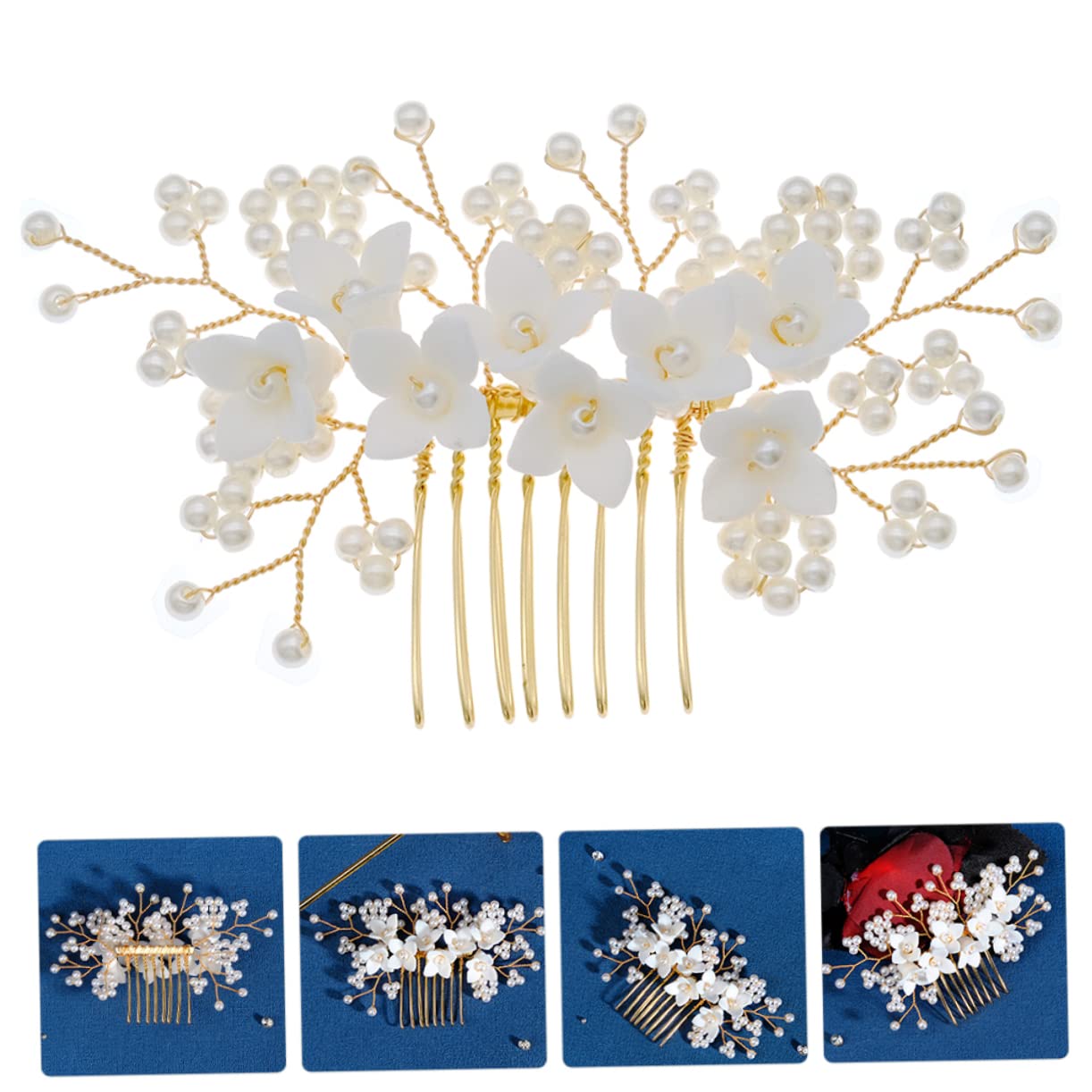 FRCOLOR 5stücke Perlen-haarreif Für Hochzeiten Eleganter Haarkamm Mit Blumenmotiv Stilvolles Haaraccessoire Für Bräute Und Festliche Anlässe Handgefertigt Und Langlebig