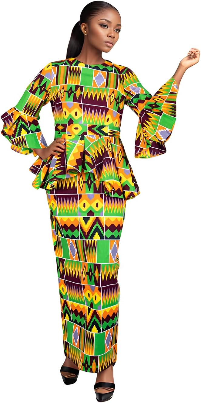 ABCWAX African Women's Dresses 2 Piece Tops and Skirts Ankara Dashiki Traditional Printed Fabrics for Wedding Party - Image 2