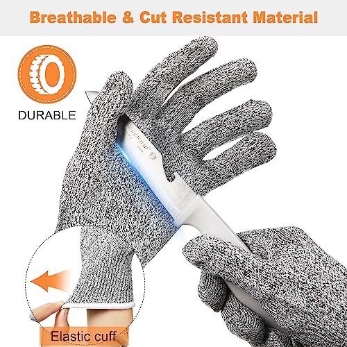 Xuhal 20 Pairs Cut Resistant Gloves Level 5 Protection Cutting Safety Kitchen Anti Cut Gloves for Kitchen (L)
