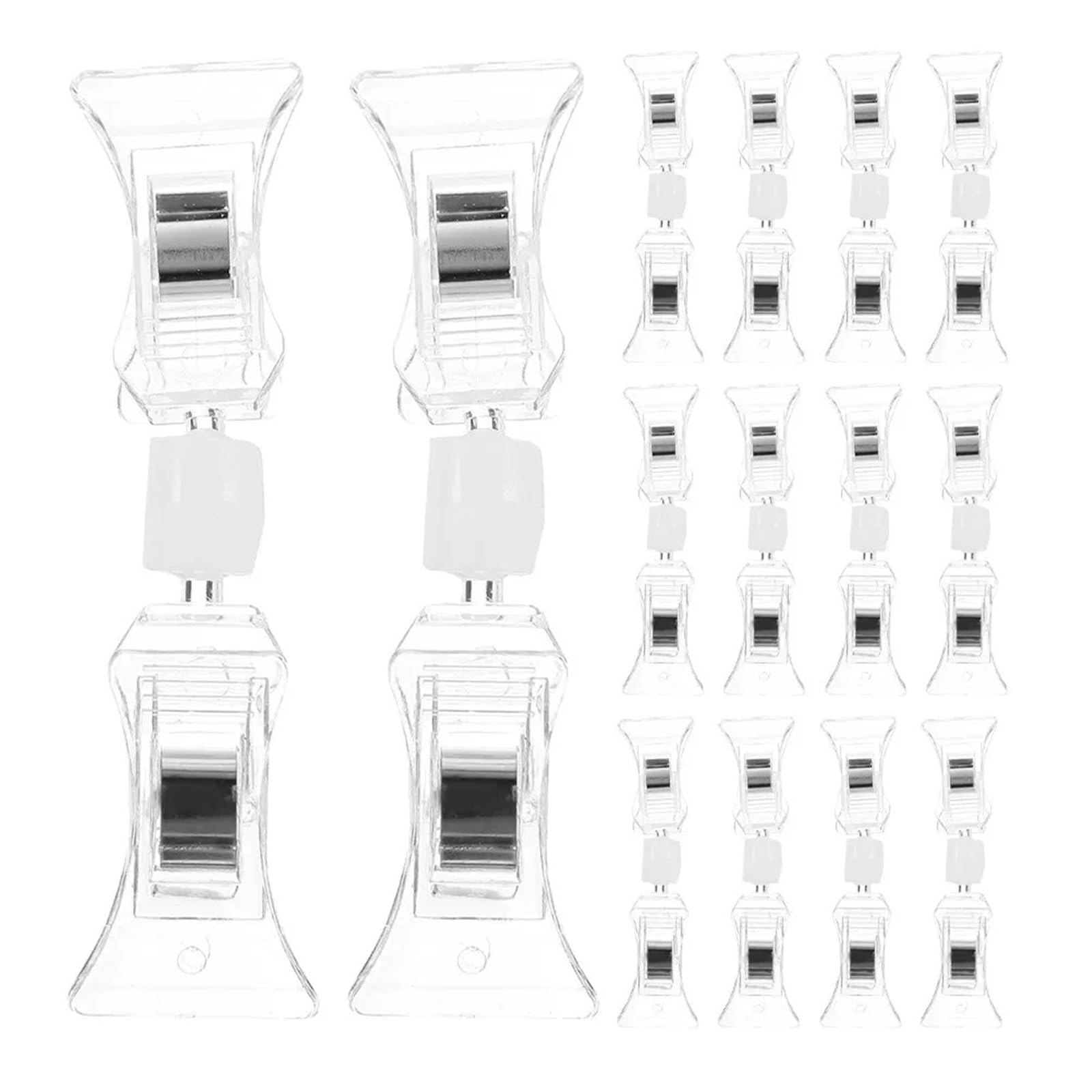 Vaeltor One Color 30Pcs Double Head Clear Plastic Clips Rotatable Sign Holder For Price Tag Display Retail Store Supermarket Merchandising Sign