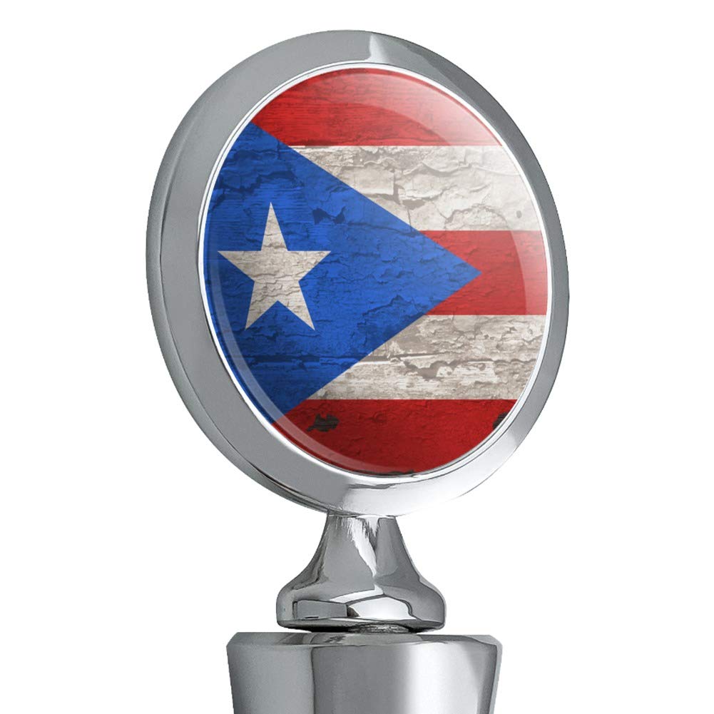 Rustic Distressed Puerto Rico Flag Wood Look Wine Bottle Stopper