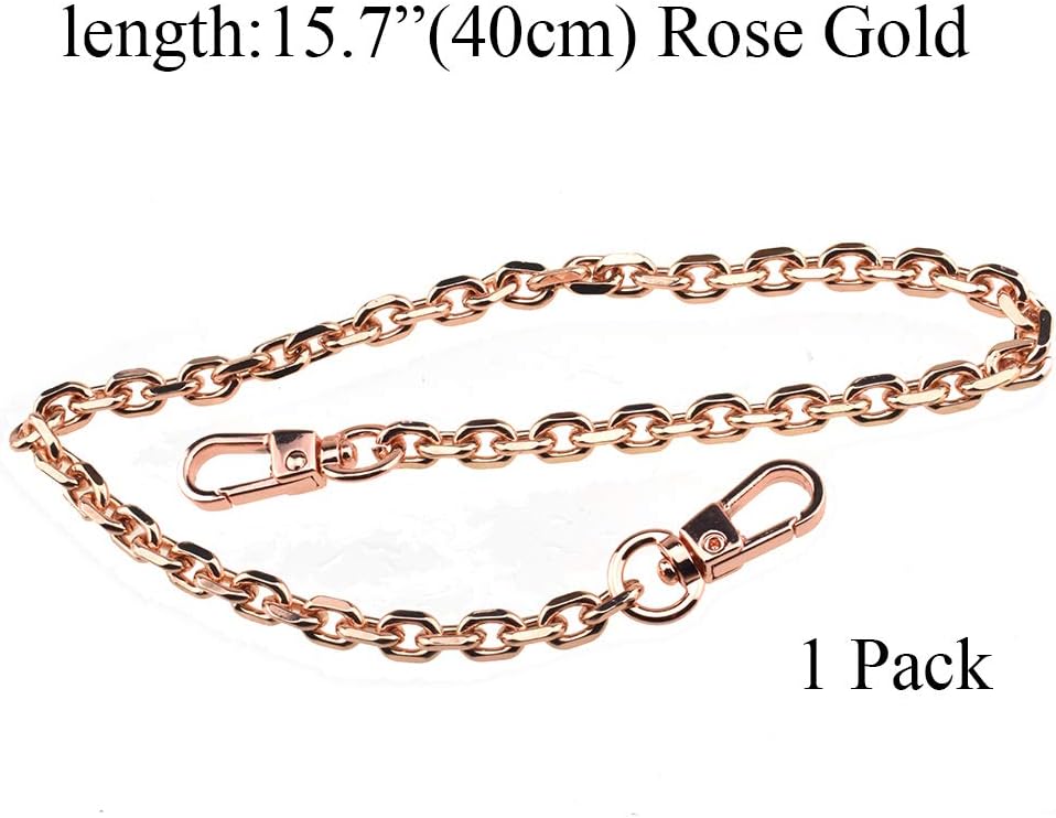 HAHIYO Mini Pochette Purse Chain Strap Thin Wide 6mm for LV Length 15.7 Inches Thick 2mm Rose Gold for Handbag Wallet Clutch Comfortable Flat Metal Strap 1 Pack - Image 5