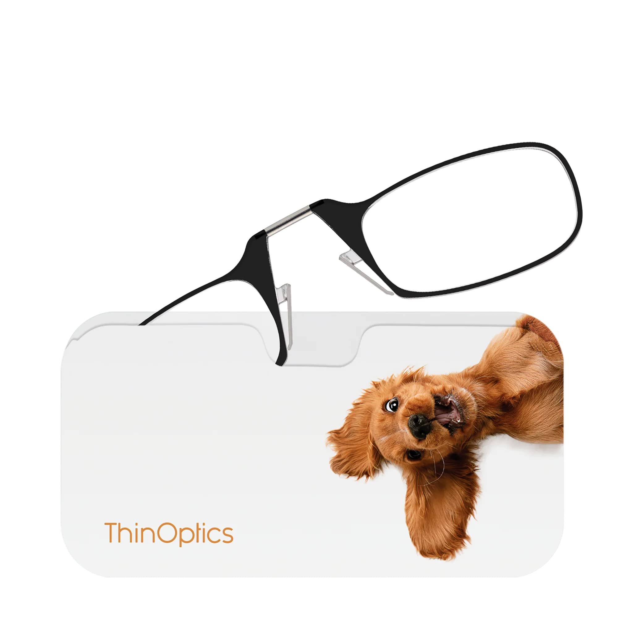 ThinOptics Reading Glasses 1.50 Black Frames with Dog Universal Pod Compact Case, Ultra-light Foldable Rectangular Glasses - Image 2