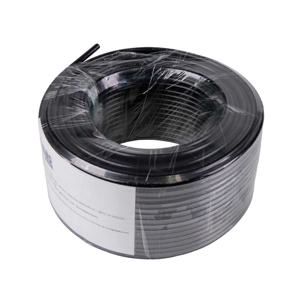 MAAS RG 58-C/U ECO - Câble coaxial de 50 m - Noir - Conducteur intérieur massif en cuivre - 0,60 EUR/m