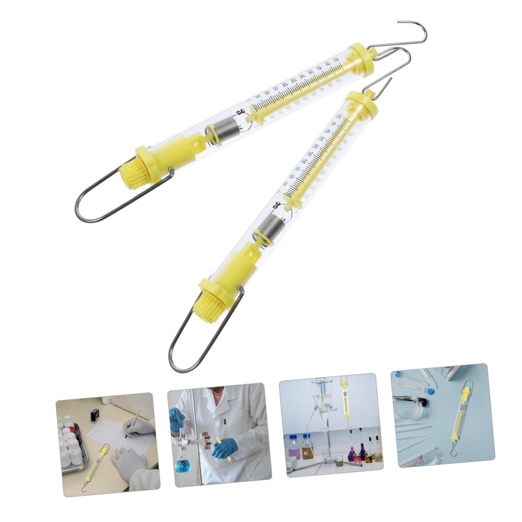 FUNOMOCYA Spring Dynamometer 2pcs Plastic Spring Scale with Hanging Ring Hook Analog Scale for School Laboratory Random Color